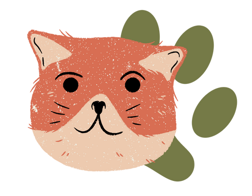 cat illustration with paw background